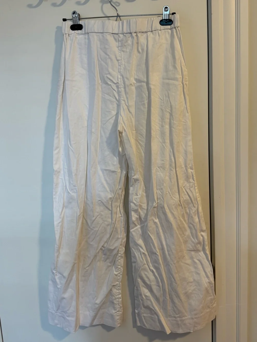 Banana Republic Wide-Leg Pleated Pants — White linen